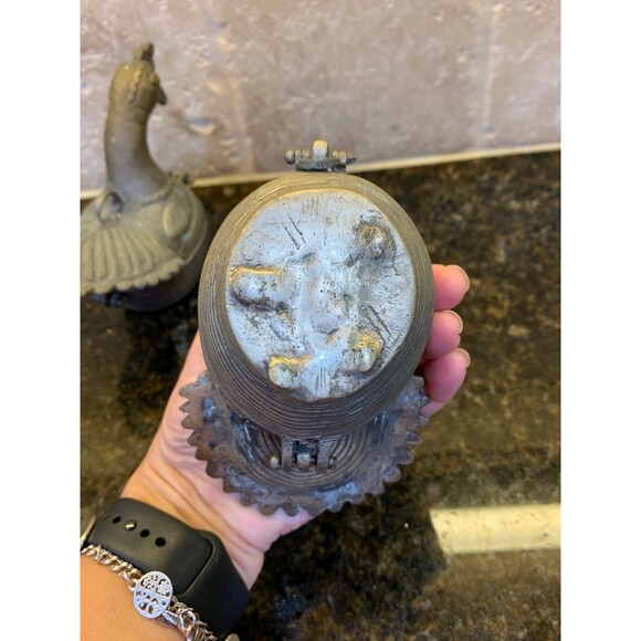 Vintage Cast Iron/Metal Peacock Hinged Boxes (2) - EUC - Very Nice Patina Look - Picture 6 of 12